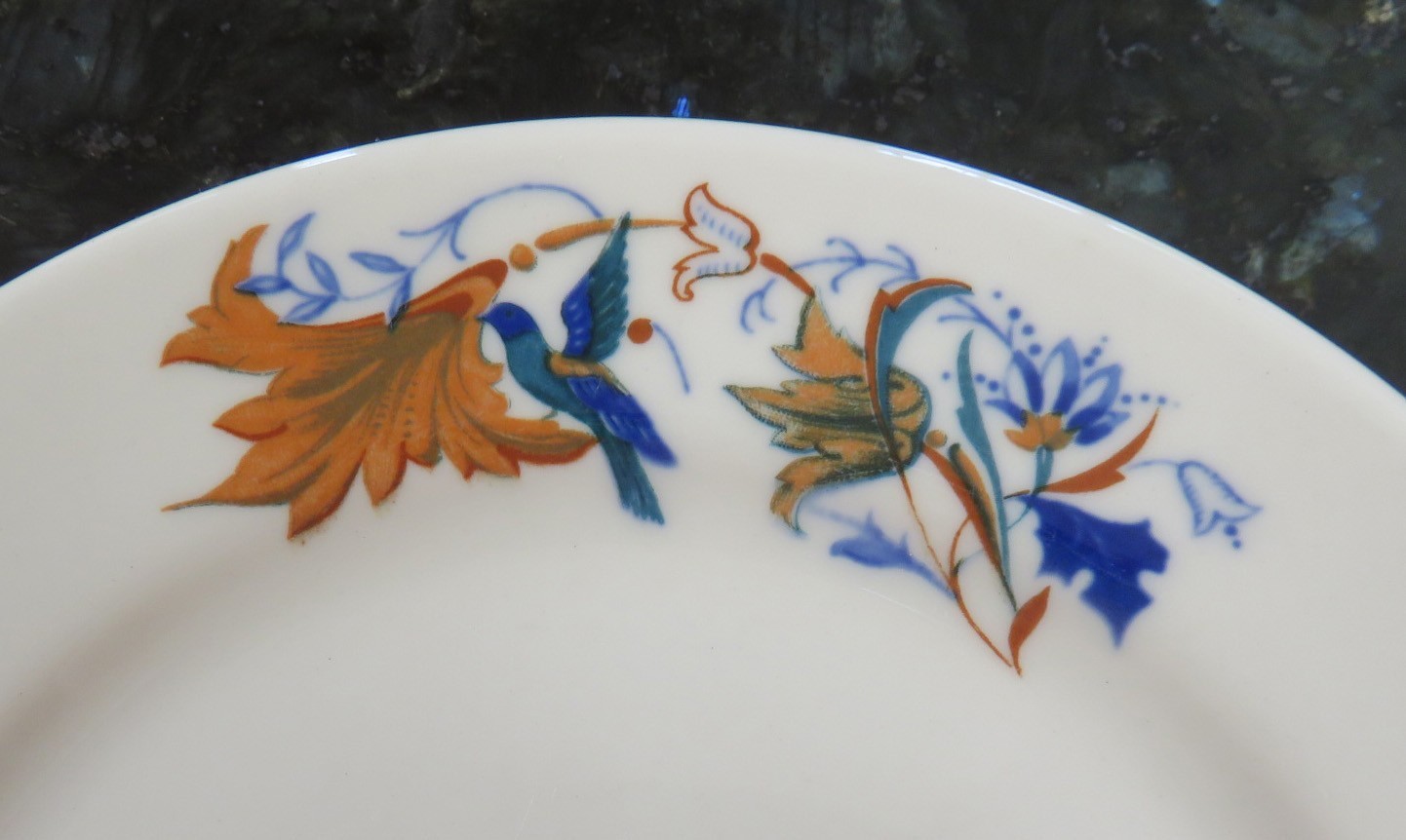 Syracuse China Restaurant Ware Blue Bird Dinner Plate ~ 6 1/2 Inches