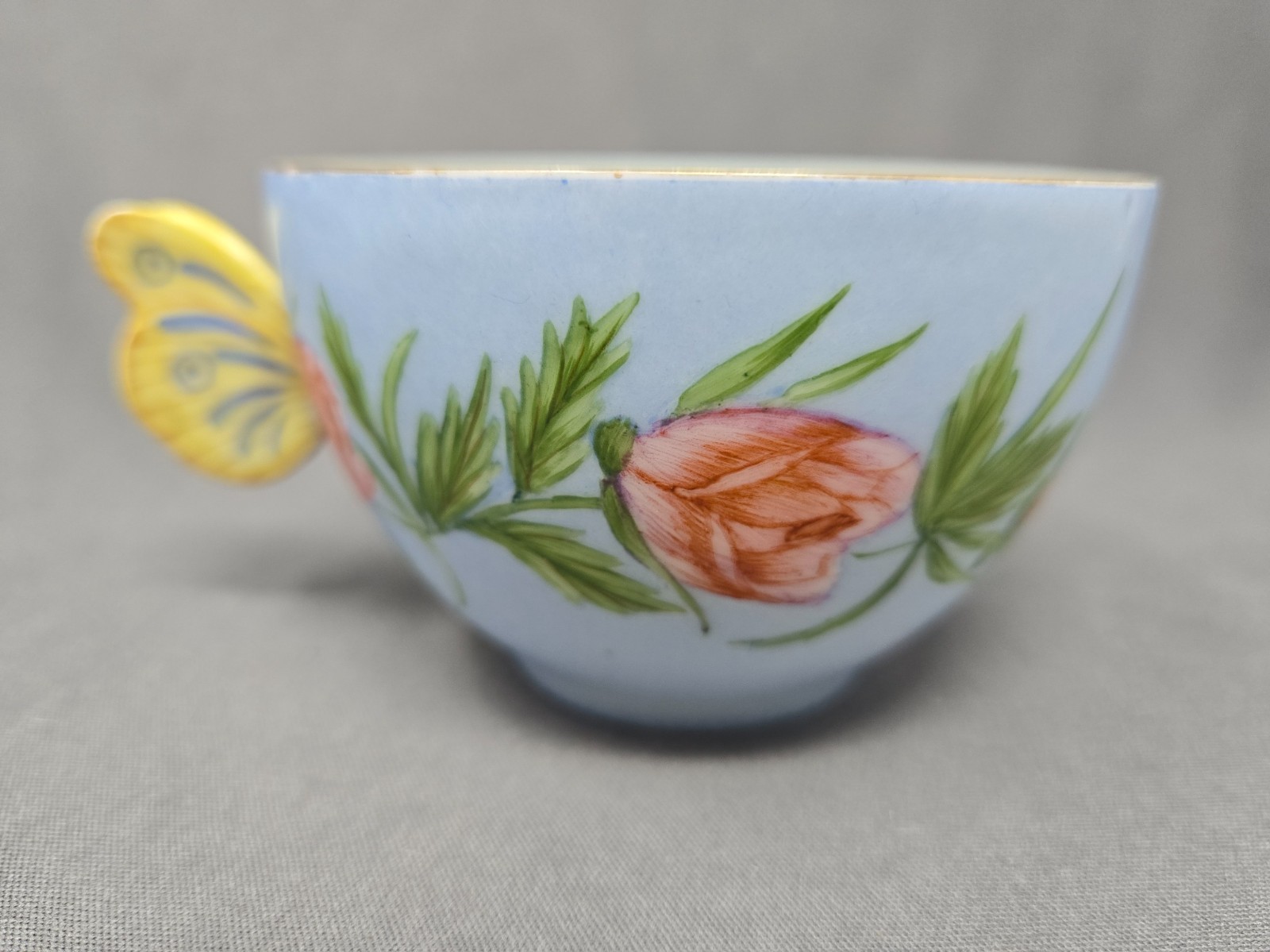 Haviland & Co Limoges Butterfly Handle Teacup and Saucer 1888-96
