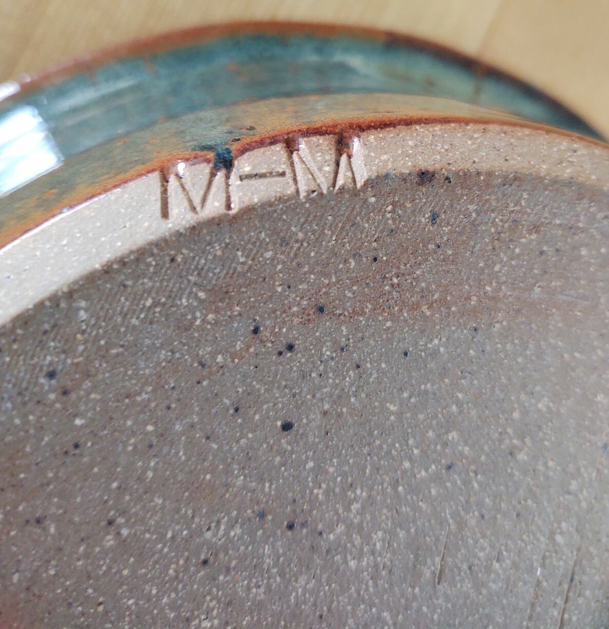 VTG Studio Pottery Earthenware Ceramic Stoneware Bowl Scalloped Edge Signed M-M