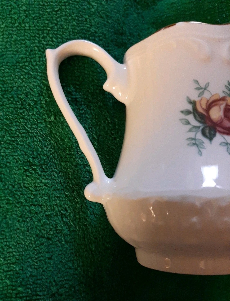 WTOCTAWEK CHINA Made In POLAND FLORAL ROSE 3½” Tall CREAMER AND SAUCER Vintage