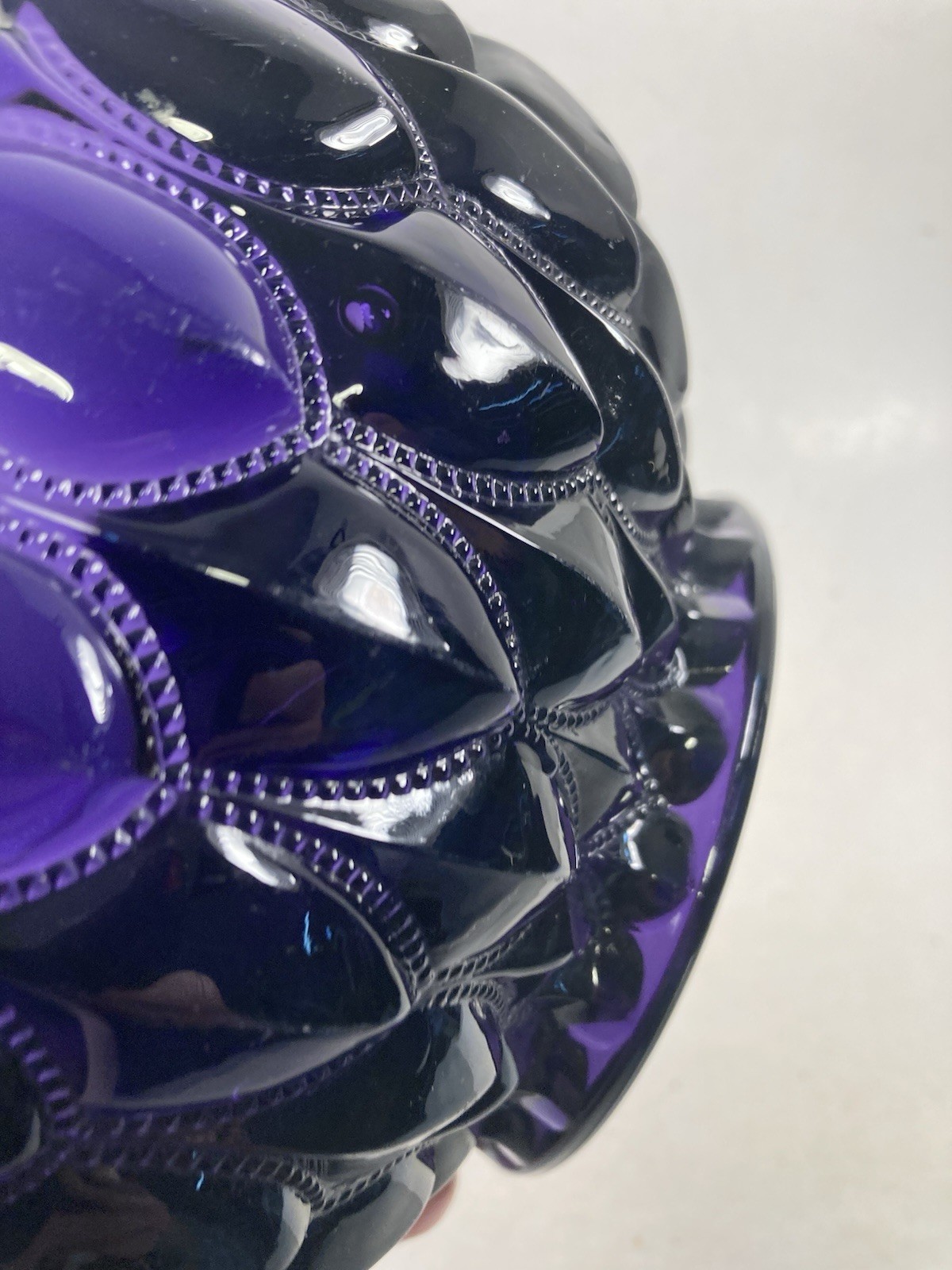 Vintage Purple Glass Dish, server, candy dish, fruit bowl, geometric design