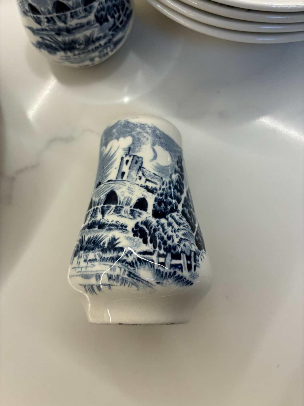 Perfect! ENOCH Wedgwood Countryside Blue Transferware 34 Pc Dinnerware Set for 4