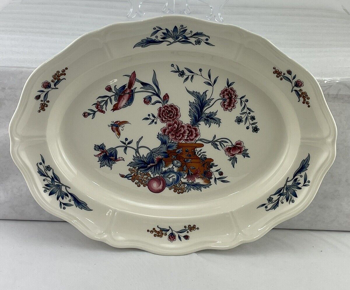 Wedgwood Williamsburg Potpourri~( 1 ) Floral Oval Serving Platter 15.5 x 12″ EUC