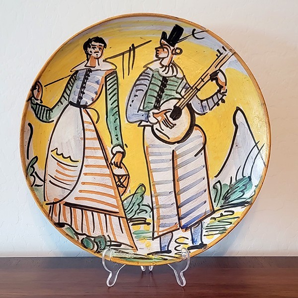 Vintage Montelupo Italy Decorative Plate 15.5″ Courting Couple Signed E Zoya