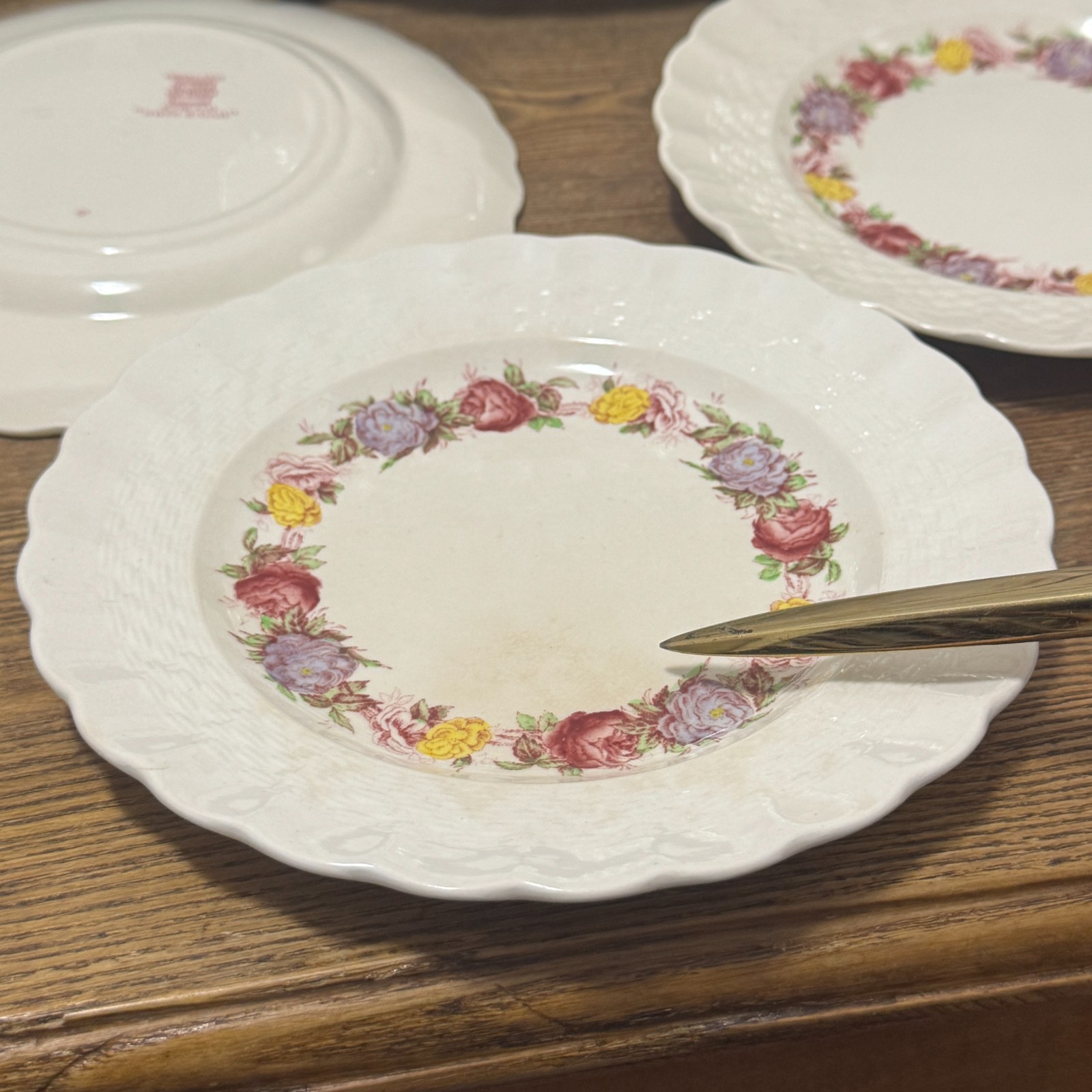 6 Copeland SPODE ROSE BRIAR Chelsea Wicker 6 1/2” Dessert Bread Butter Plates