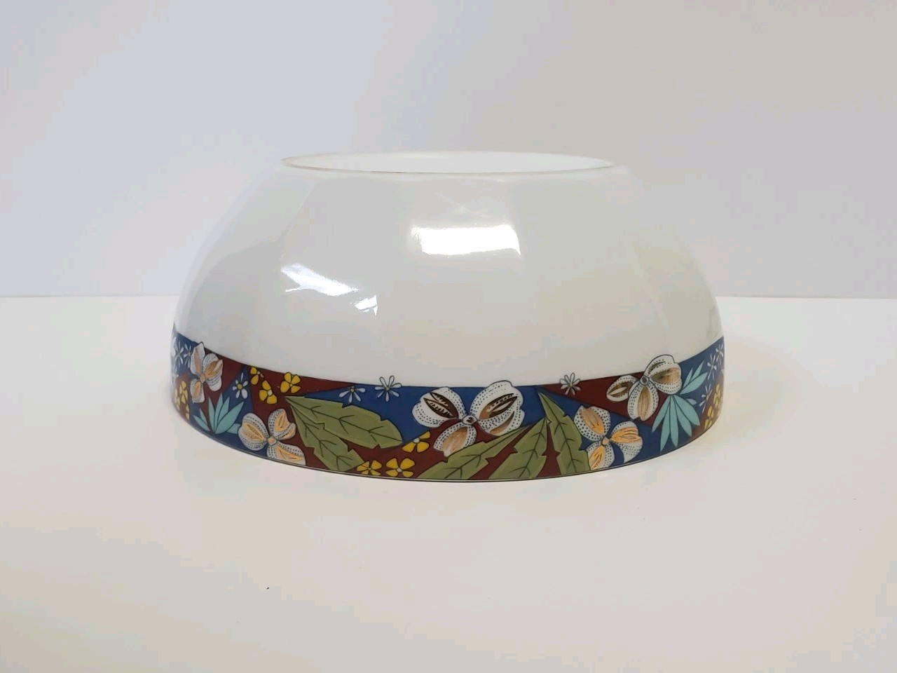 Vintage Graf Von Henneberg Floral Porcelain Serving Bowl Blue, Rust, Green, Gold