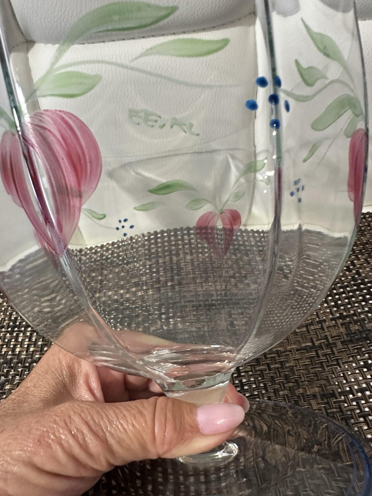 VTG ORREFOS 1980 SIGNED MAJA 7” FOOTED HANDPAINTED CRYSTAL BOWL BY EVA ENGLUND