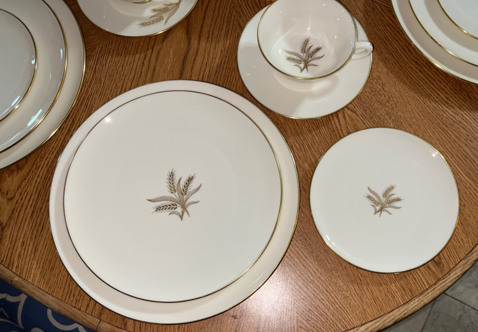 VTG 70 Pcs Wheat by Lenox MCM Ivory Porcelain Dinnerware Platter 24k Gold R 442