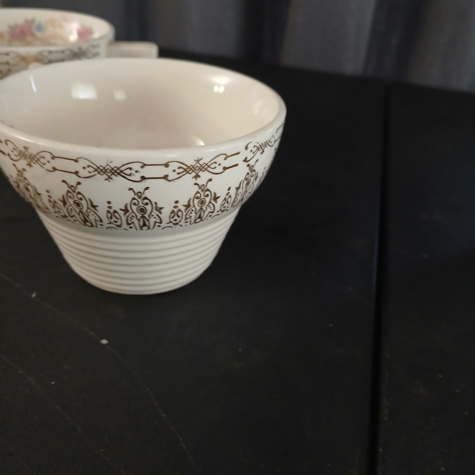 Vintage Triumph American Limoges Teacups set of 2 Norway Gold Floral