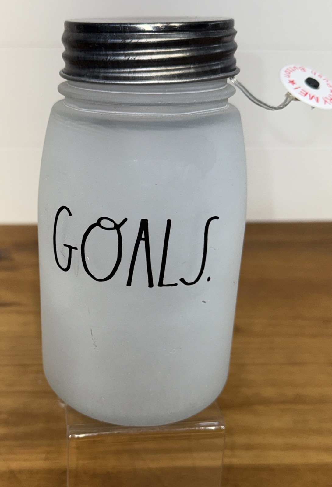 Rae Dunn “GOALS” Frosted Lighted Mason Jar Accent Lamp Home Decor EUC