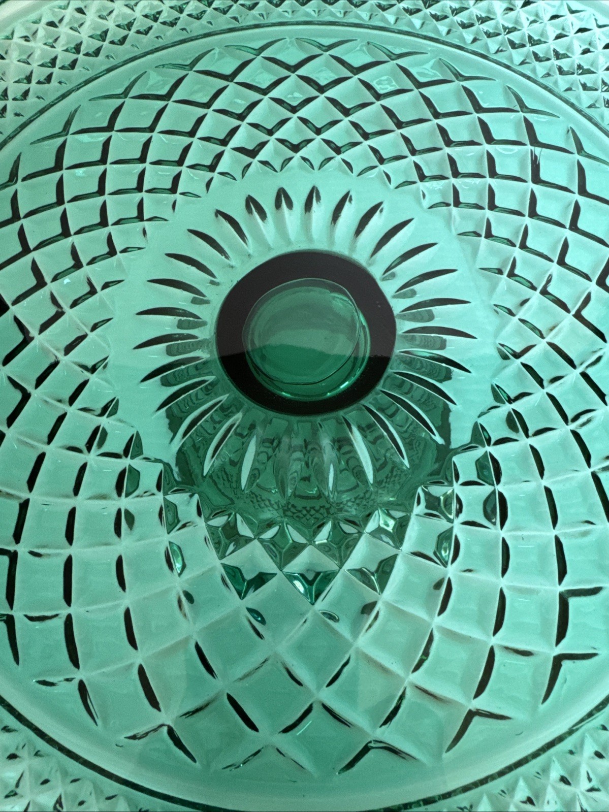 Anchor Hocking Vintage Wexford Glass Emerald Green Footed Cake Set w/Box EUC