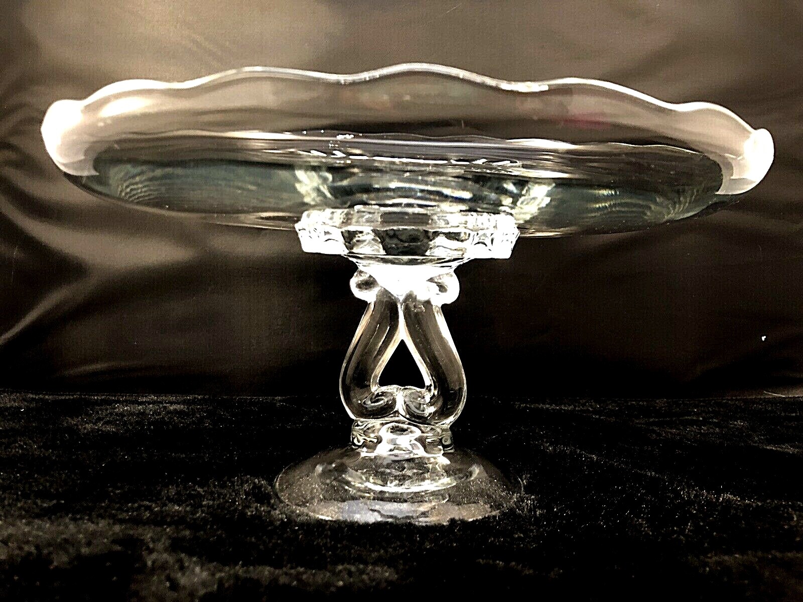 Viking Martinsville Princess Clear Heart Stem Pedestal Cake Plate 11″