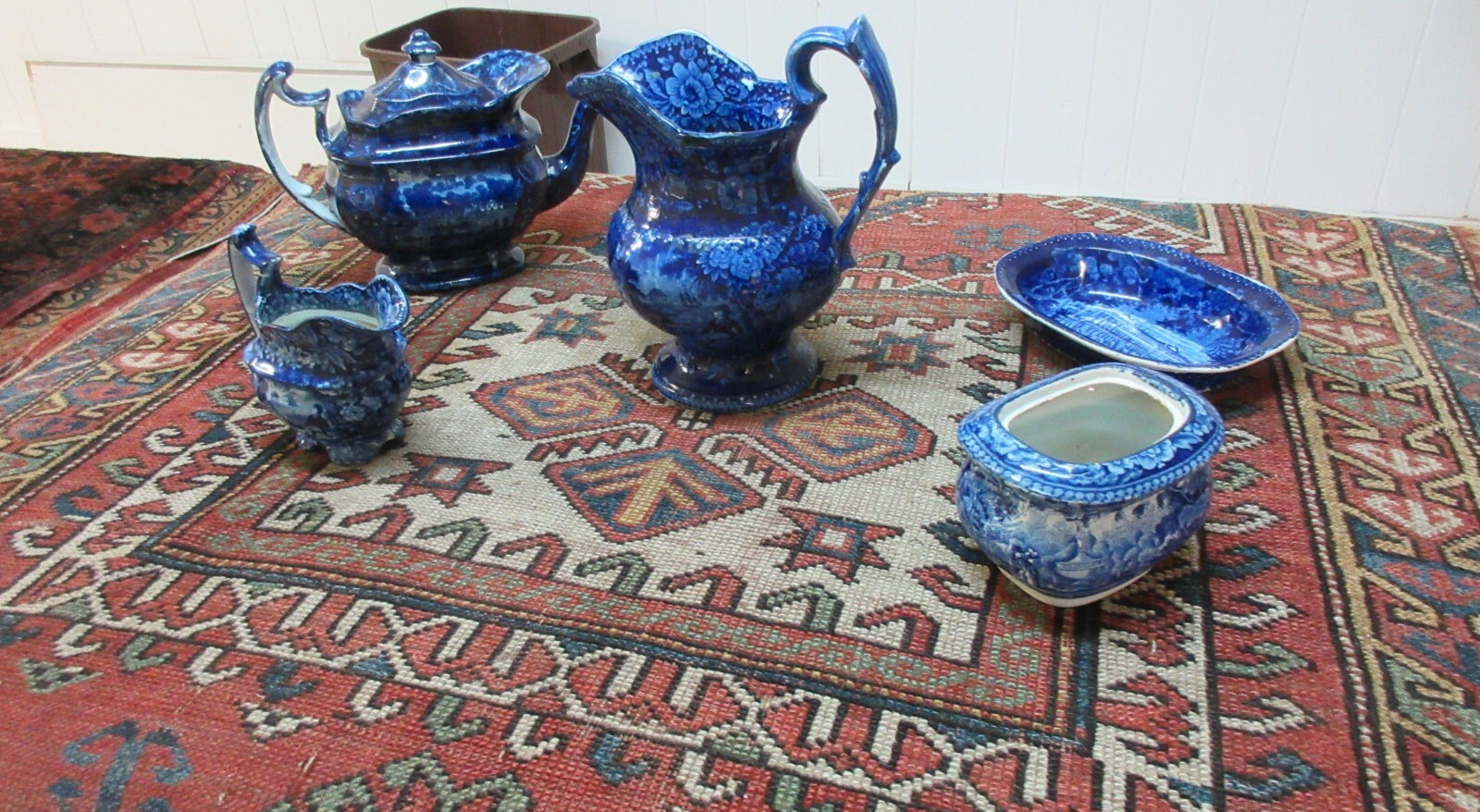 ANTIQUE HISTORICAL BLUE TEAPOT “MCDONOUGH’S VICTORY” AMERICAN VIEW , WAR OF 1812