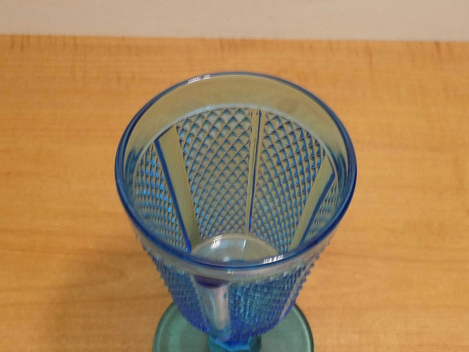 CHALLINOR, TAYLOR & Co Later Paneled Diamond Point #411 Blue EAPG 1880s Goblet