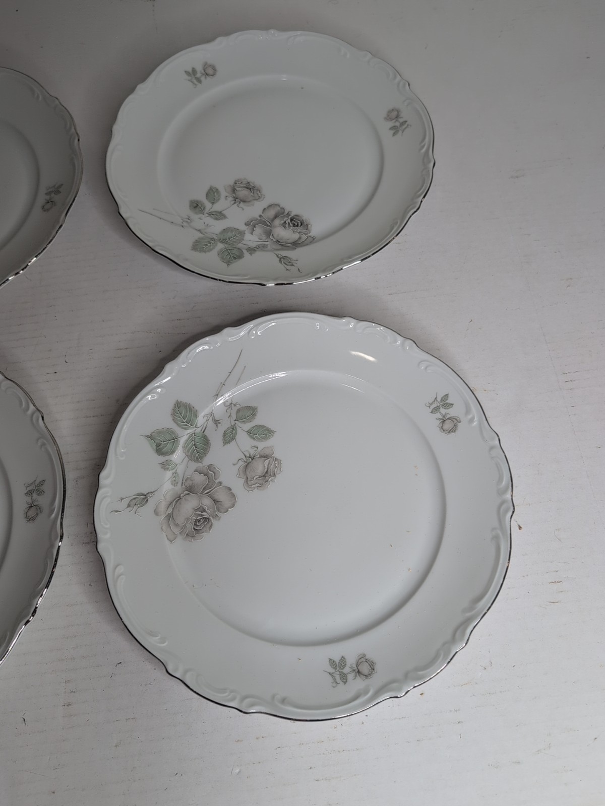 (6) Vtg Mitterteich China Germany Porcelain Mystic Rose Dinner Plates 10.5″
