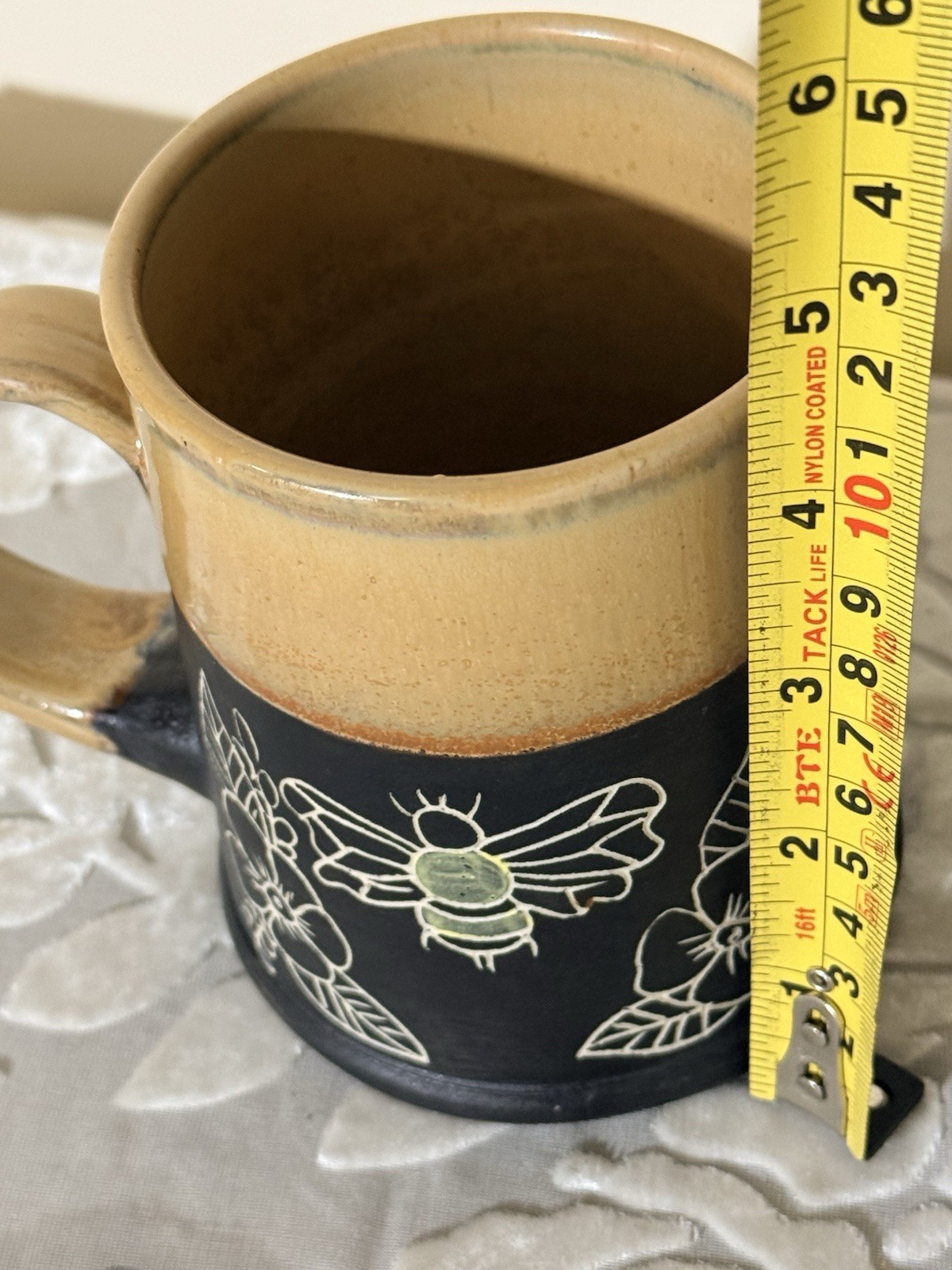 Pitch Pine Pottery Handmade Ceramic Mug Bee Floral