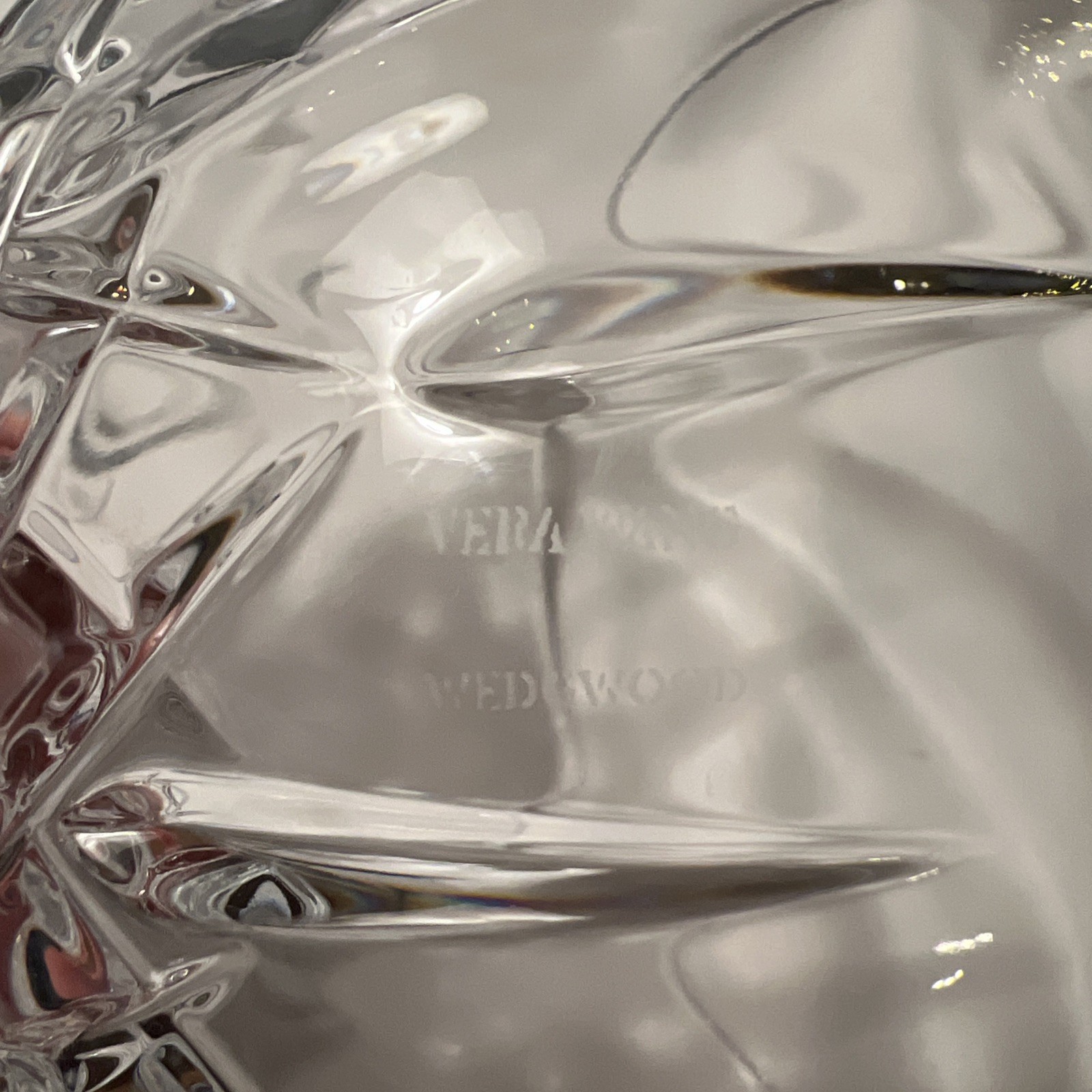 Vera Wang Fidelity Footed 6″ Crystal Bowl Vertical Cuts Wedgwood EUC