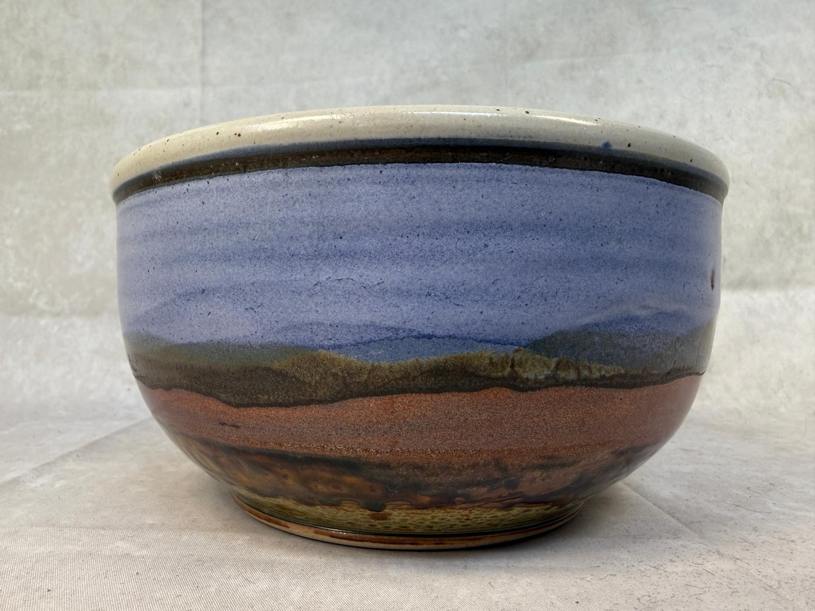 Studio Art Handmade Drip Glaze 8″ Pottery Bowl, Signed & Dated by Artist USA