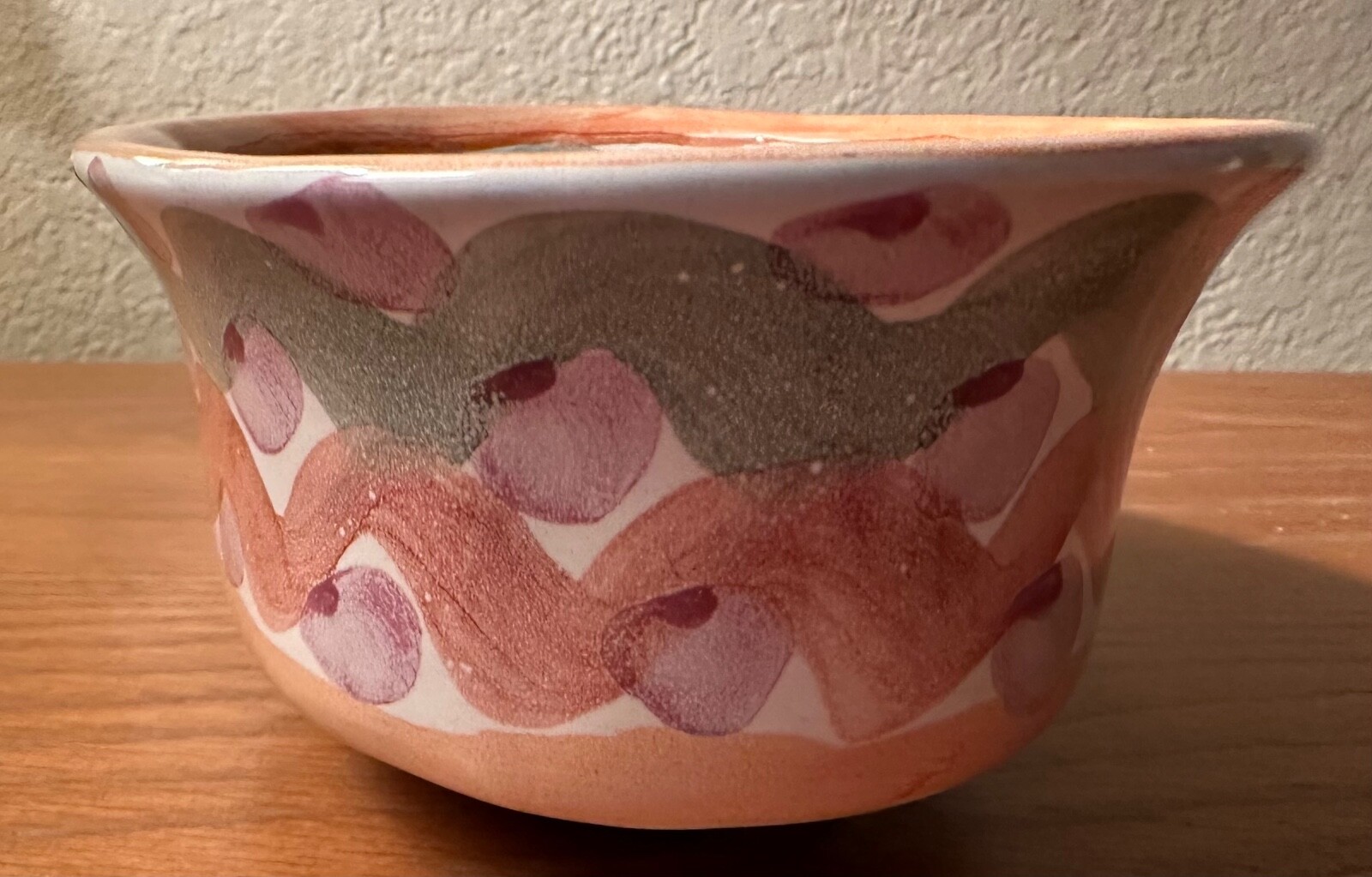 AS IS Vintage Mackenzie Childs Heather Ceramic Open Chowder Bowl 7×3″ Terracotta