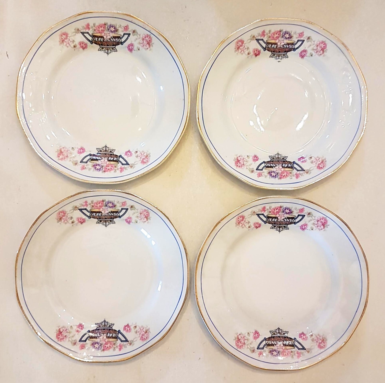 American Limoges Dishes LOT Blue Urn 20 pc Luncheon Service LIA-15 Sebring Ohio