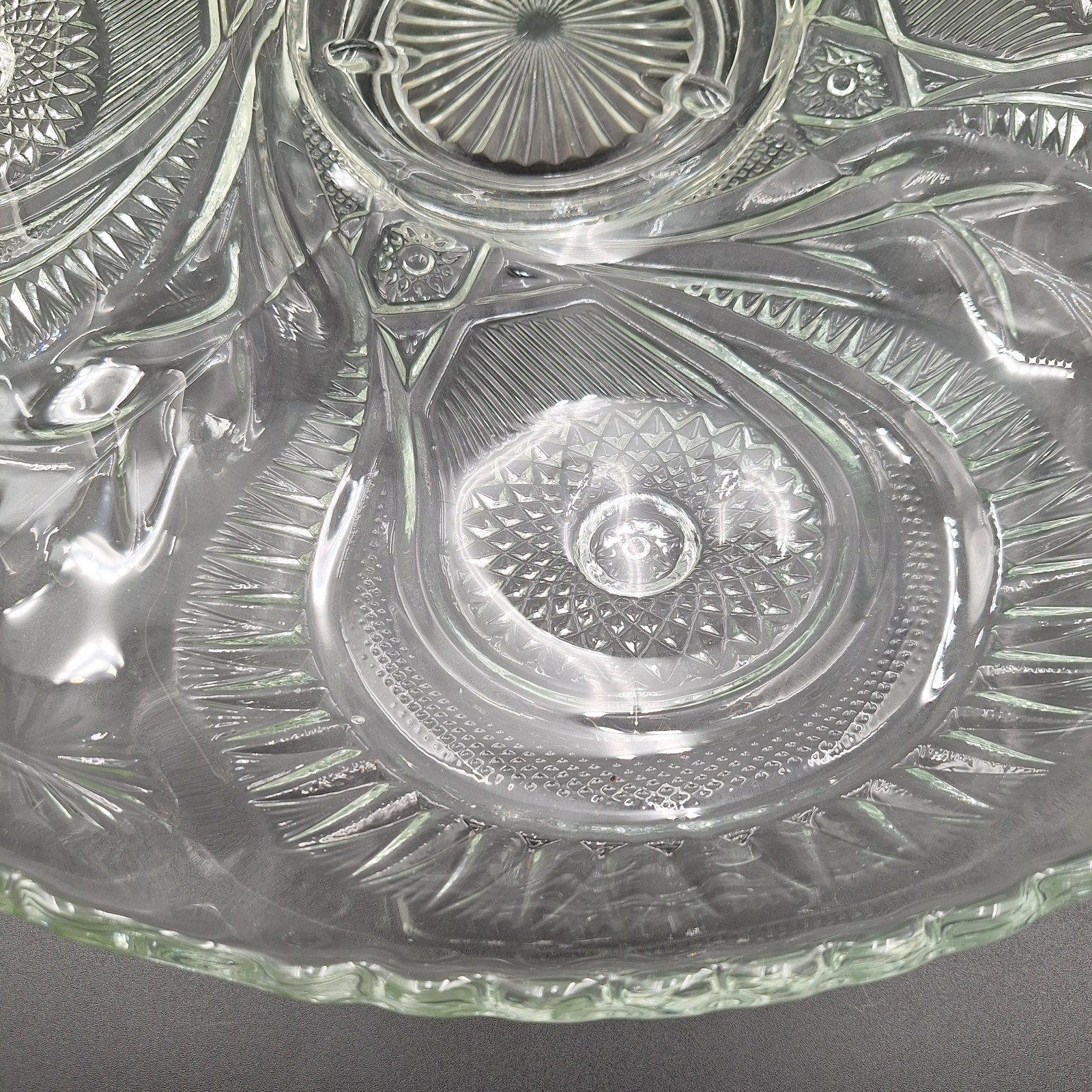 HUGE Vintage LE Smith Horseshoe Pinwheel and Stars Punch Bowl Underplate 21” EUC