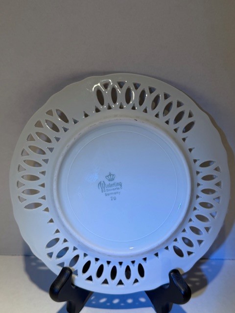 Vintage Winterling Bavaria porcelain plate with a reticulated border grape motif