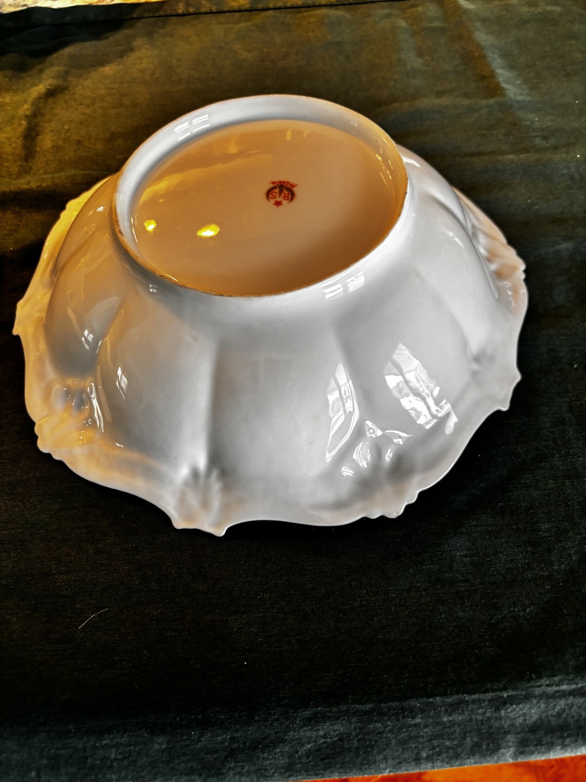 Beautiful RS Prussia Antique Large Deep Floral Bowl 10″ Red Mark PERFECT Cond.