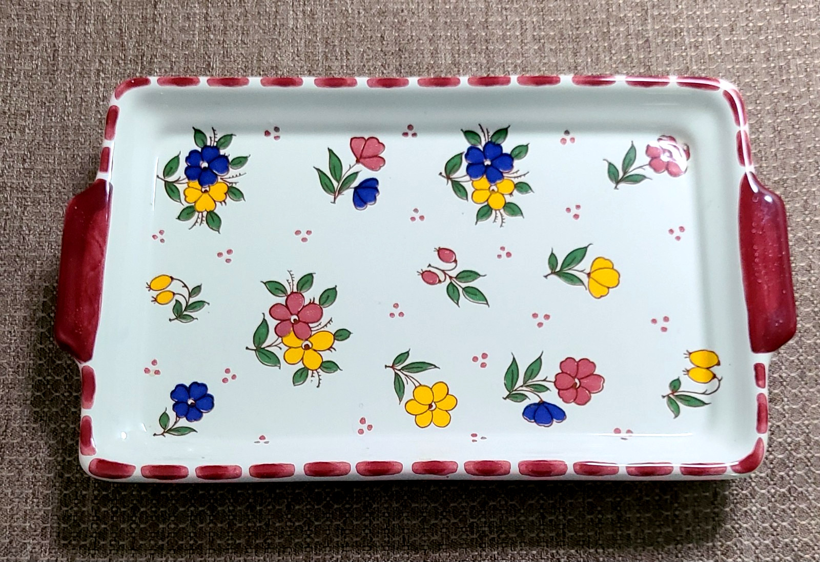 Vogt Keramik Rosenheim Germany Hand Painted Pottery Tray 8″