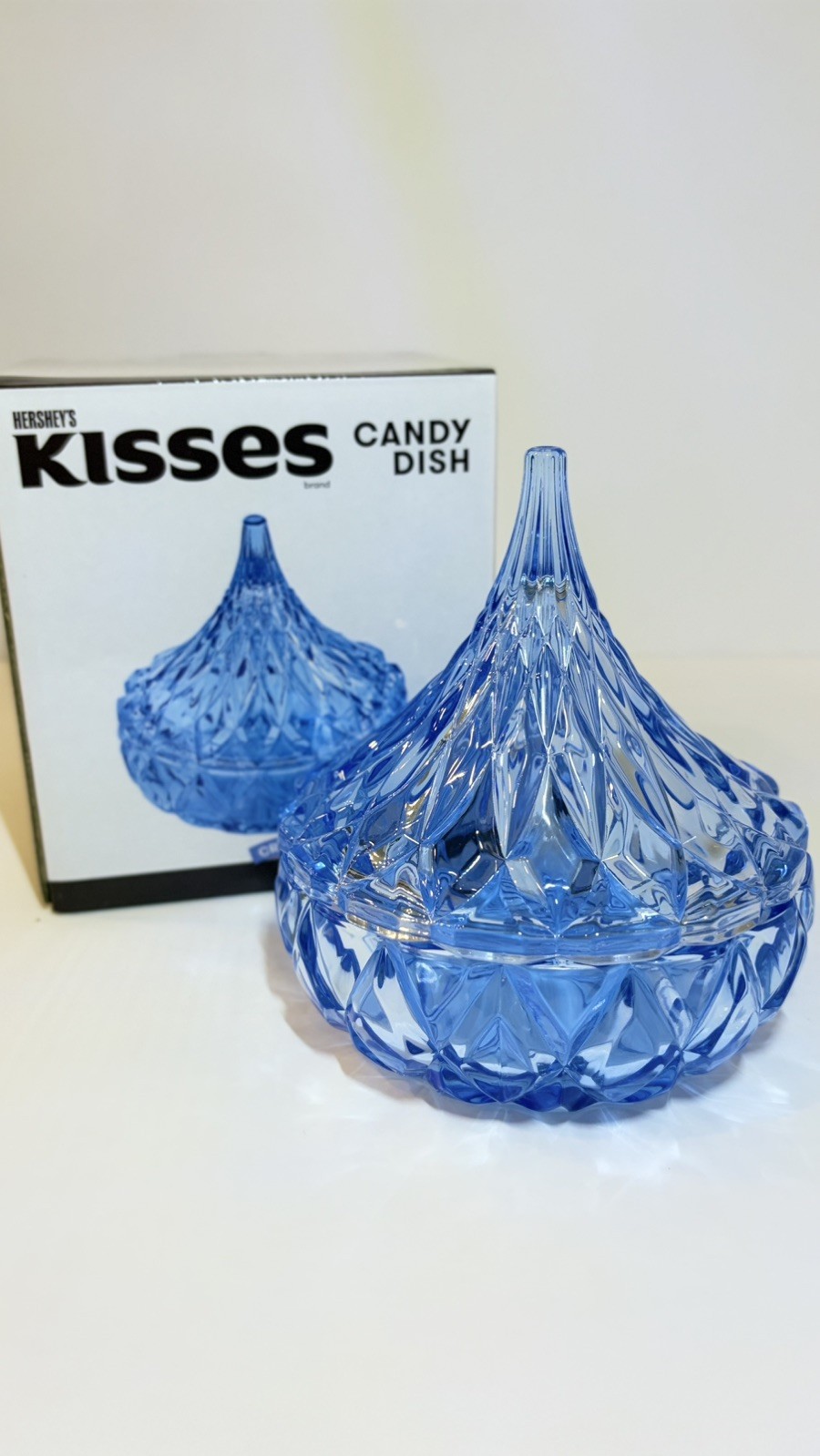 Hershey’s Kisses Godinger Crystal Blue Candy Dish crystal NIB