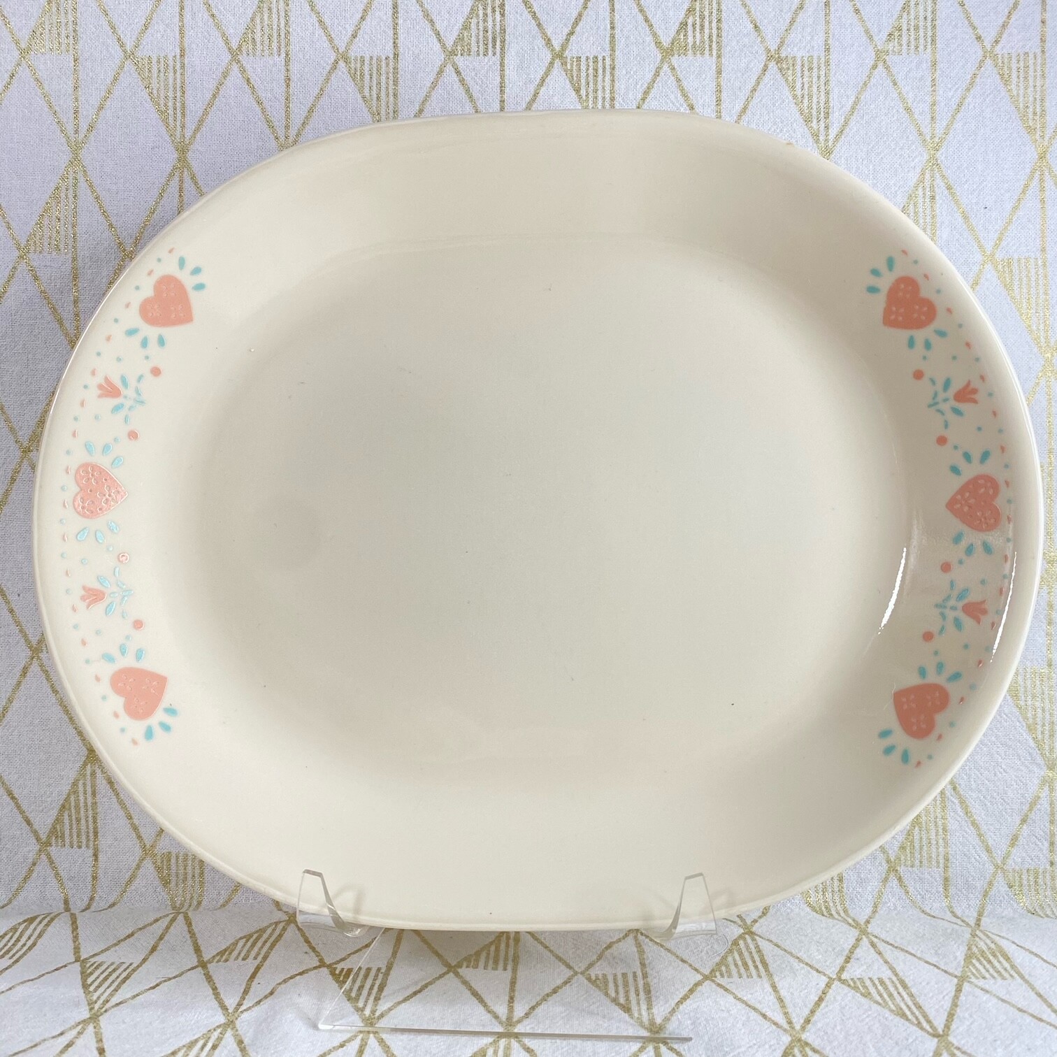 Vintage Corelle Forever Yours Dinnerware ( Pink Hearts / Beige ) – by the piece
