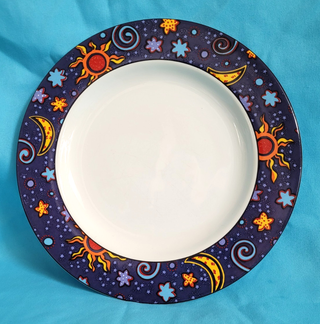 Sakura Celestial Saucer Plate 8 Inch 3 count Stoneware 1992 White Multi-color