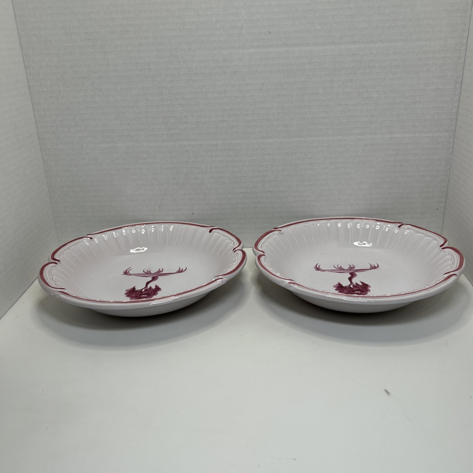 NIDERVILLER Pottery 8″ Pasta Soup Bowl Magenta Red Tree Motif Earthenware France