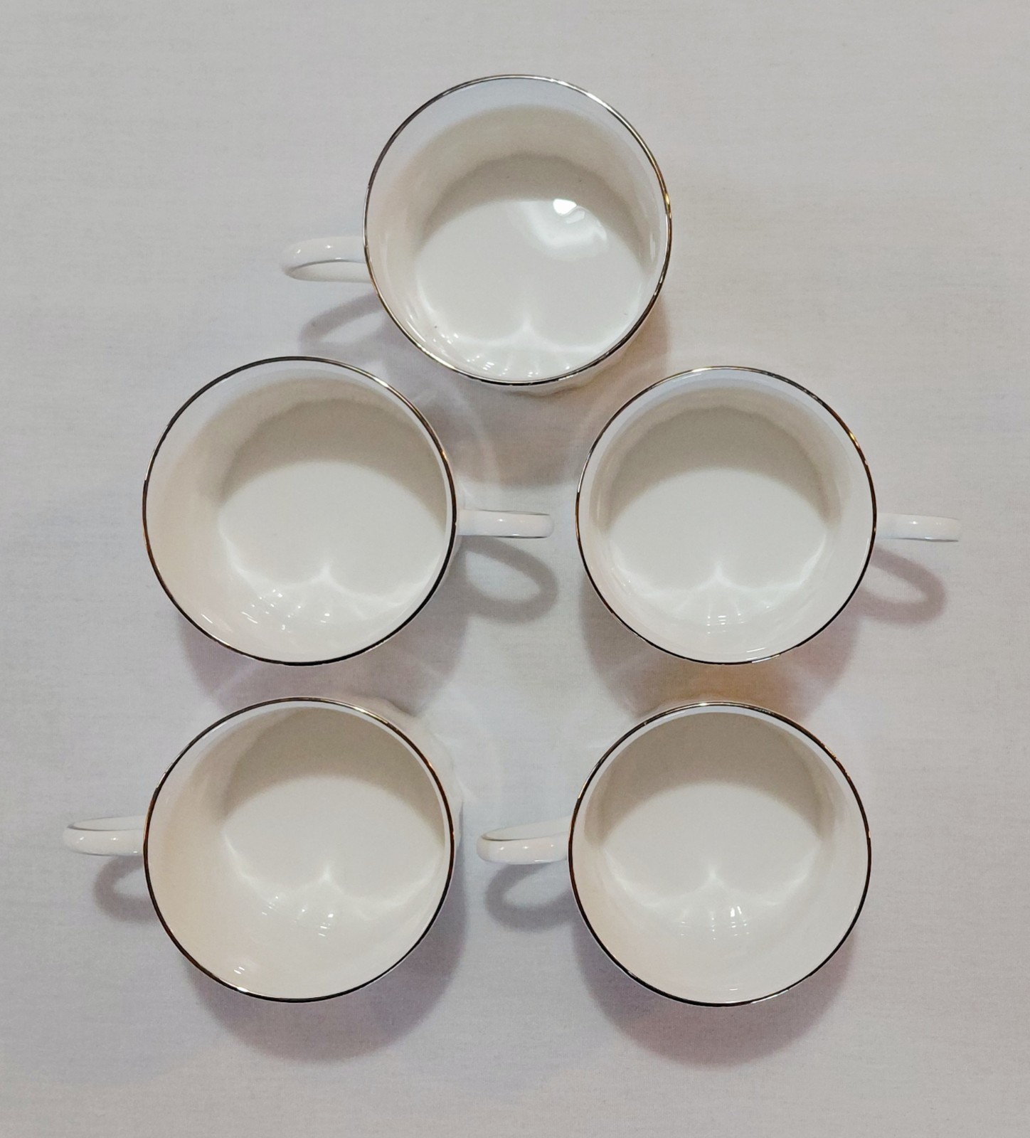 Wedgwood Cup Saucers 6 Oz Colosseum Platinum Elegant Dining Raised Panels 5 Sets