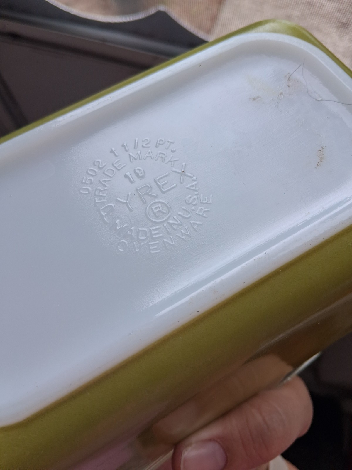 Vintage Pyrex Green Rectangle Dish #0502 | 1-1/2 PT. | with Lid