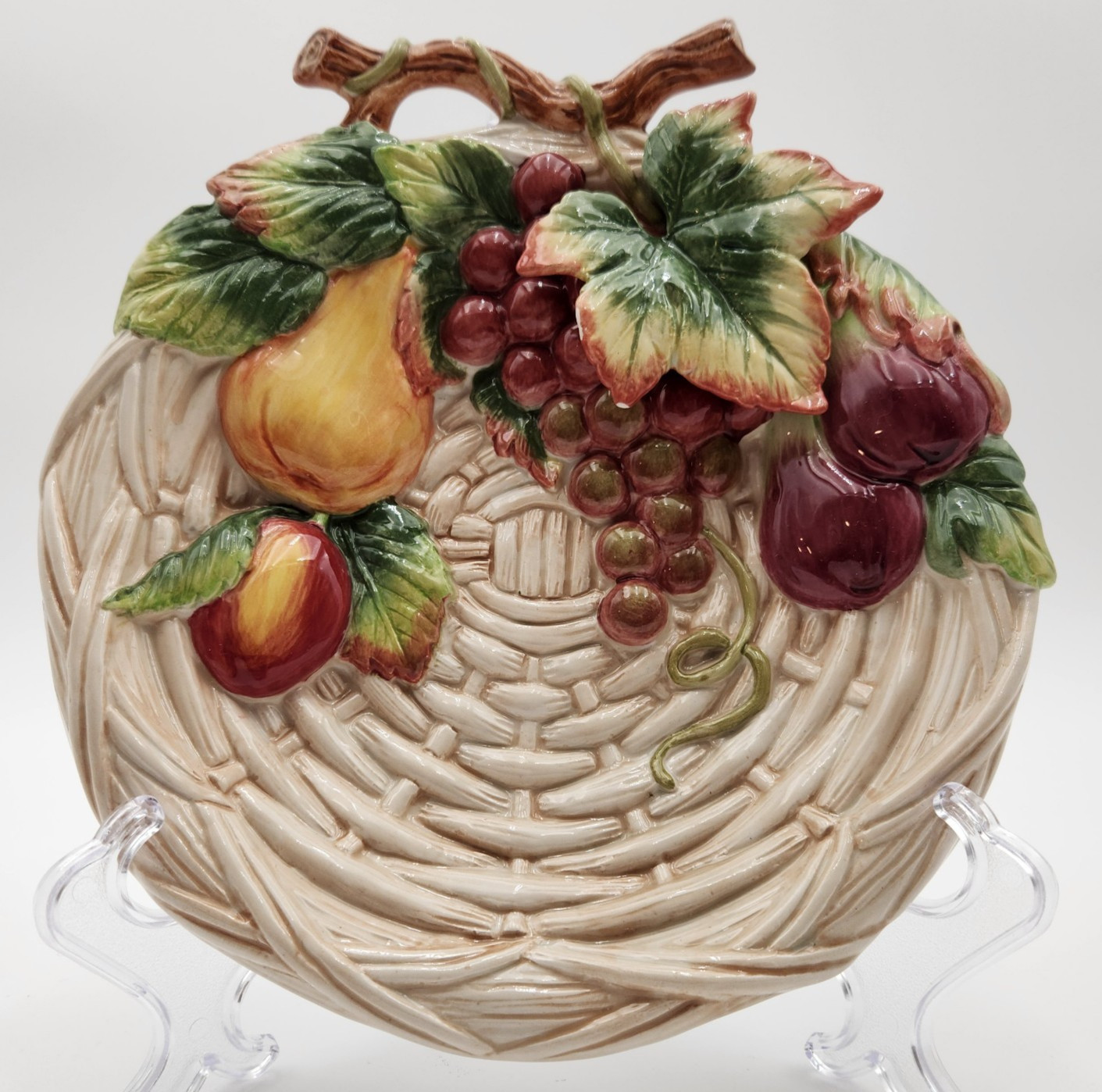 Fitz and Floyd Classics Country Gourmet Canape Plate Embossed Fruit Basketweave