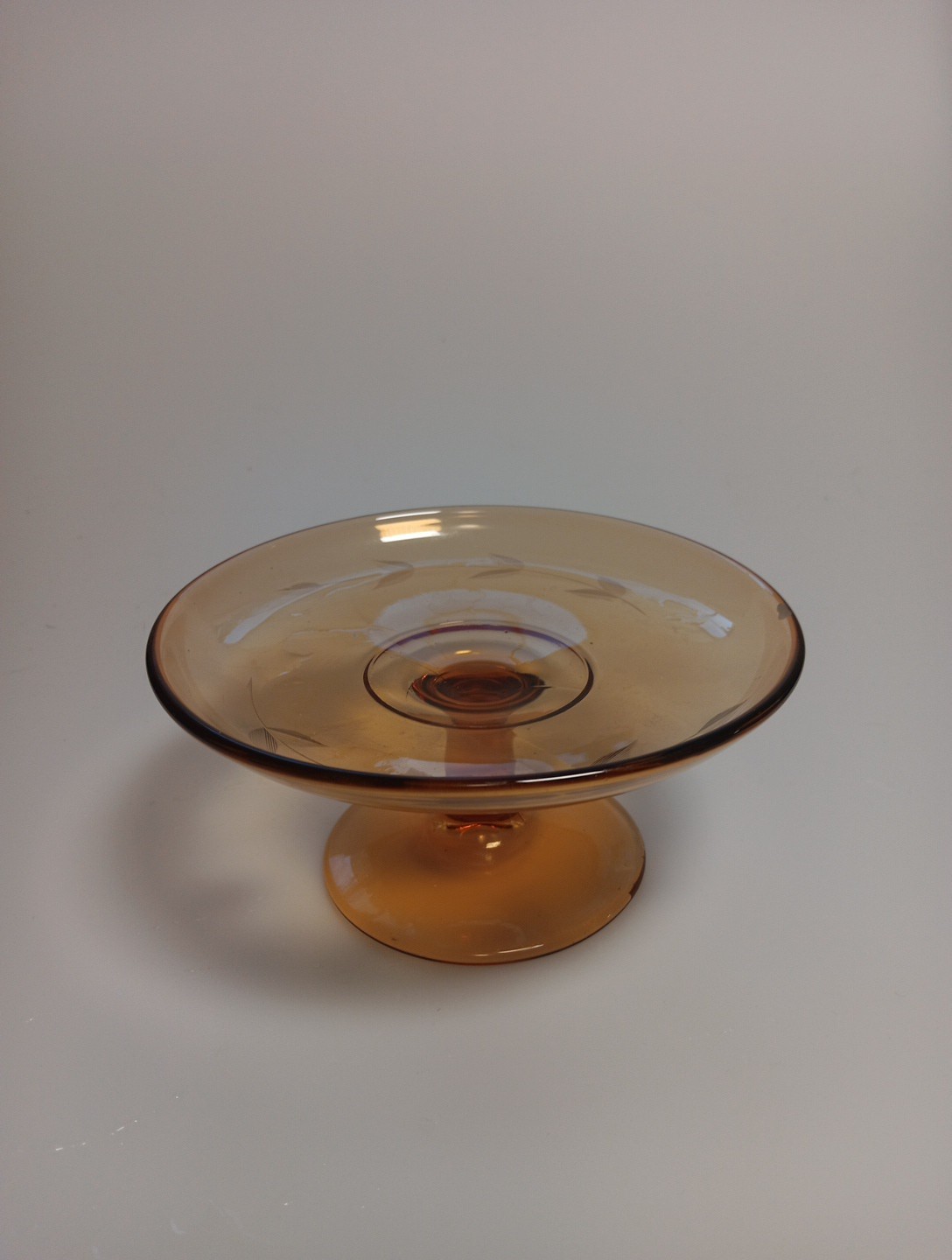 Vintage 1950’s Fostoria Amber Glass Pedestal Candy Compote Dish 5.5w X 3h EXC