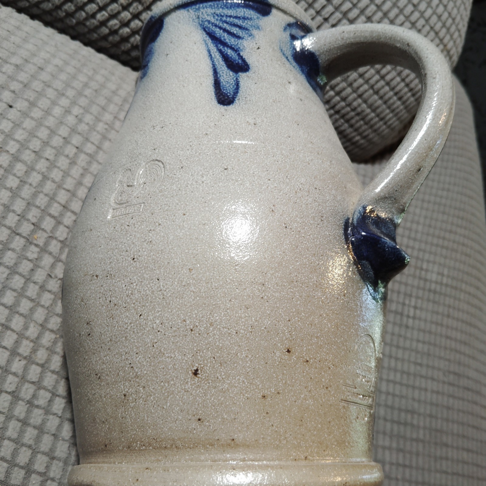 Vtg 1988 Rowe Pottery Works, Hand Made, Salt Glazed pitcher AARFAC Rooster