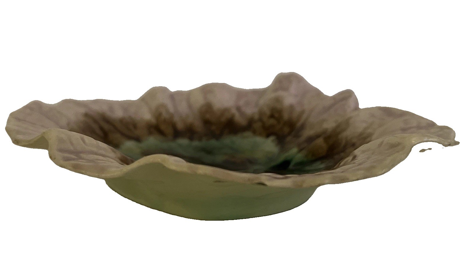 Antique 1880 Majolica Pottery Etruscan Begonia Leaf Dish Griffin Smith Hill Pink
