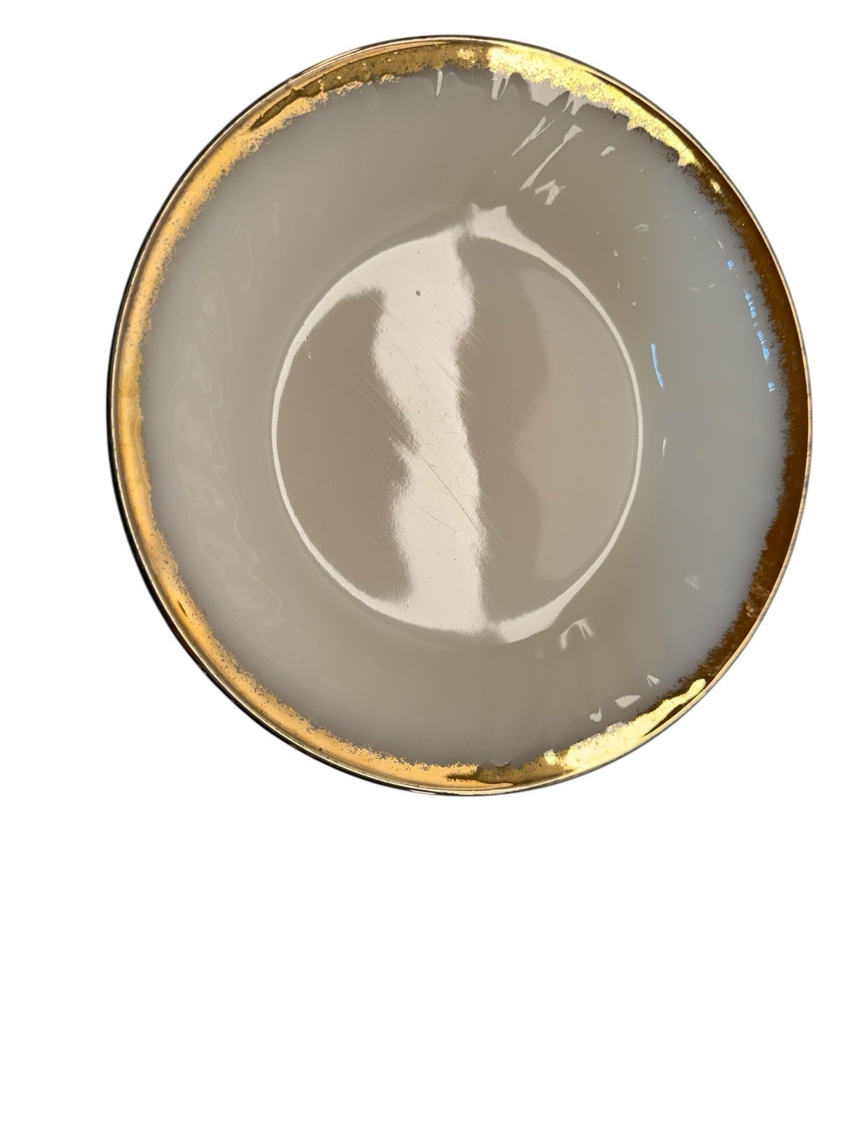 PRISTINE Vintage Fire-King Swirl 7.5″ Coupe Soup Bowls Smooth Rim Gold -Set of 2
