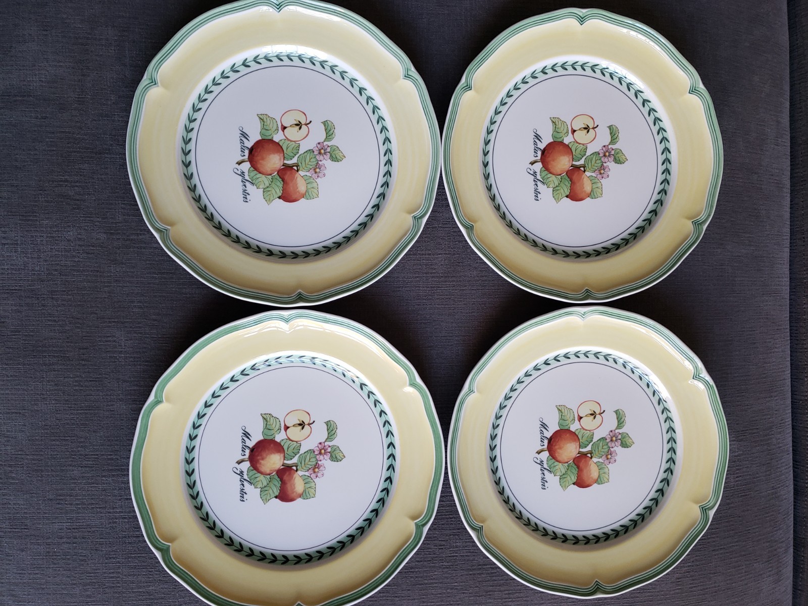 Set Of 4 Villeroy & Boch FRENCH GARDEN Valence Orange Dinner 10 3/8″ EXCELLENT!