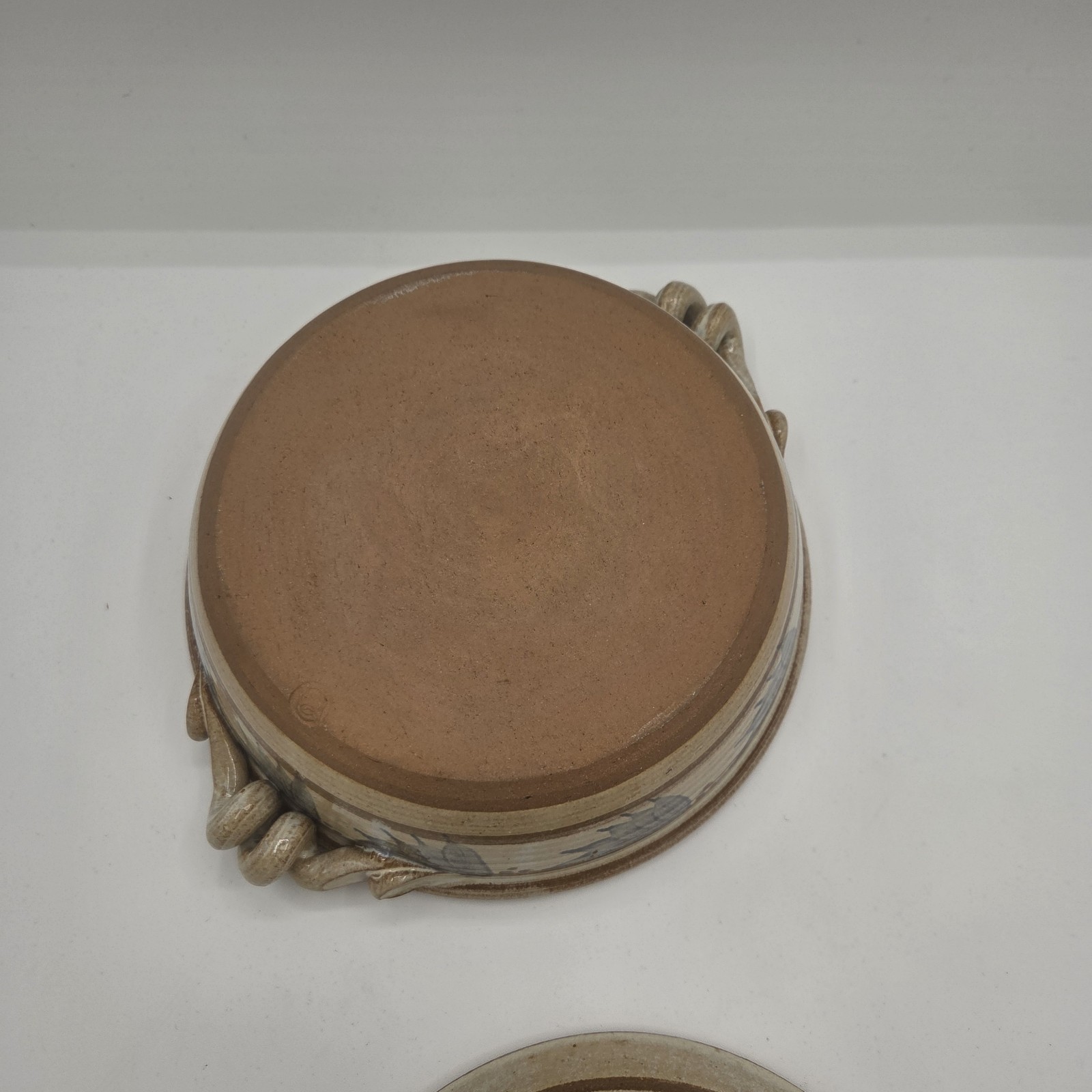 90s The Potter Daughter Charest Pottery 8 in Casserole Dish Lid Spiral Handles