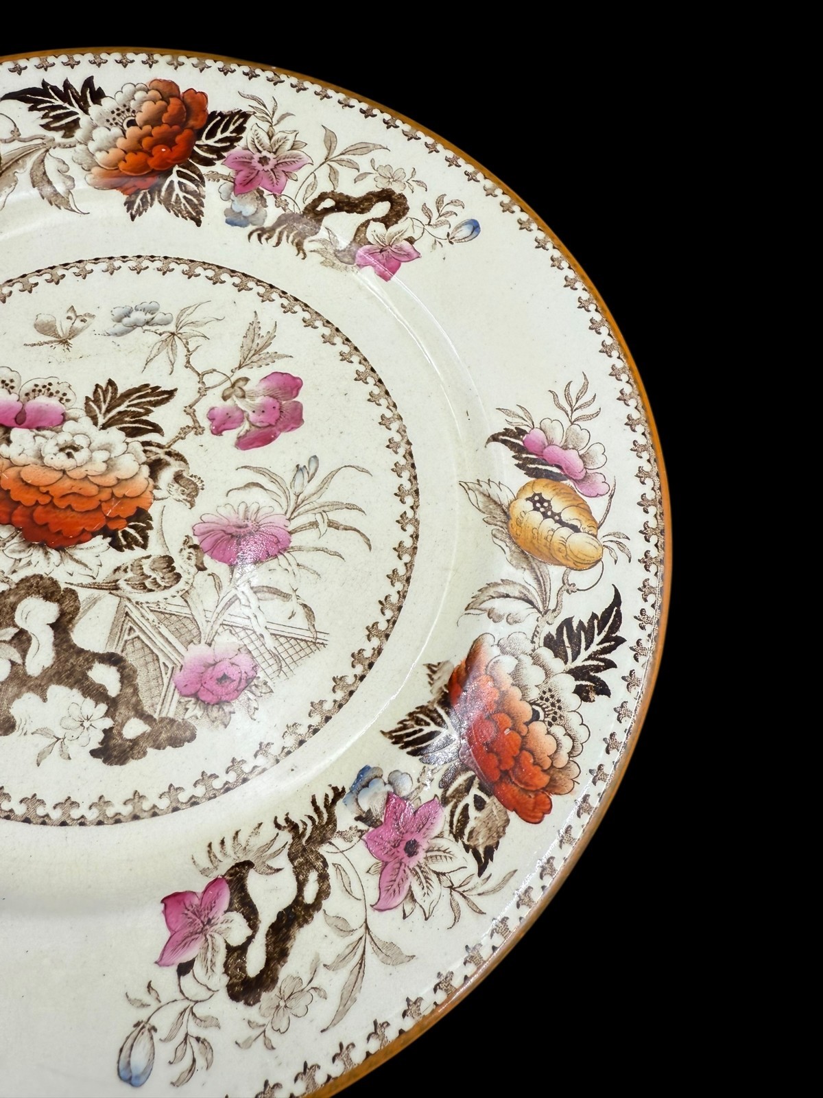 Wedgwood Bullfinch Brown Multicolor (Brown Trim) Dinner Plate 10 3/8″ Lot of 5