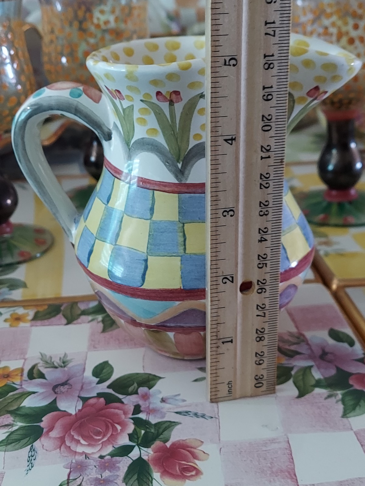 MacKenzie-Childs Odd Fellows Ceramic Creamer Pitcher