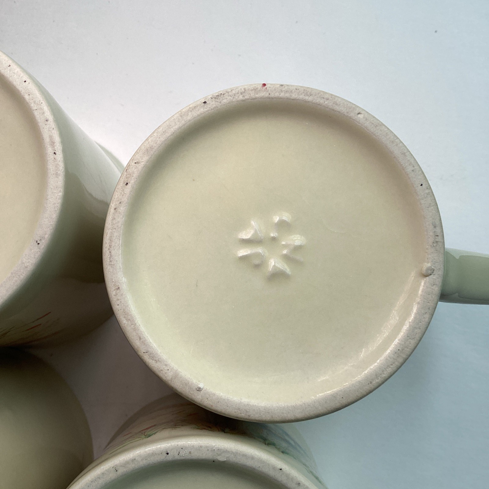 Vintage Japan Stoneware Wildflower Wheat Mugs Set Of 4 Ivory Coffee Cups Floral
