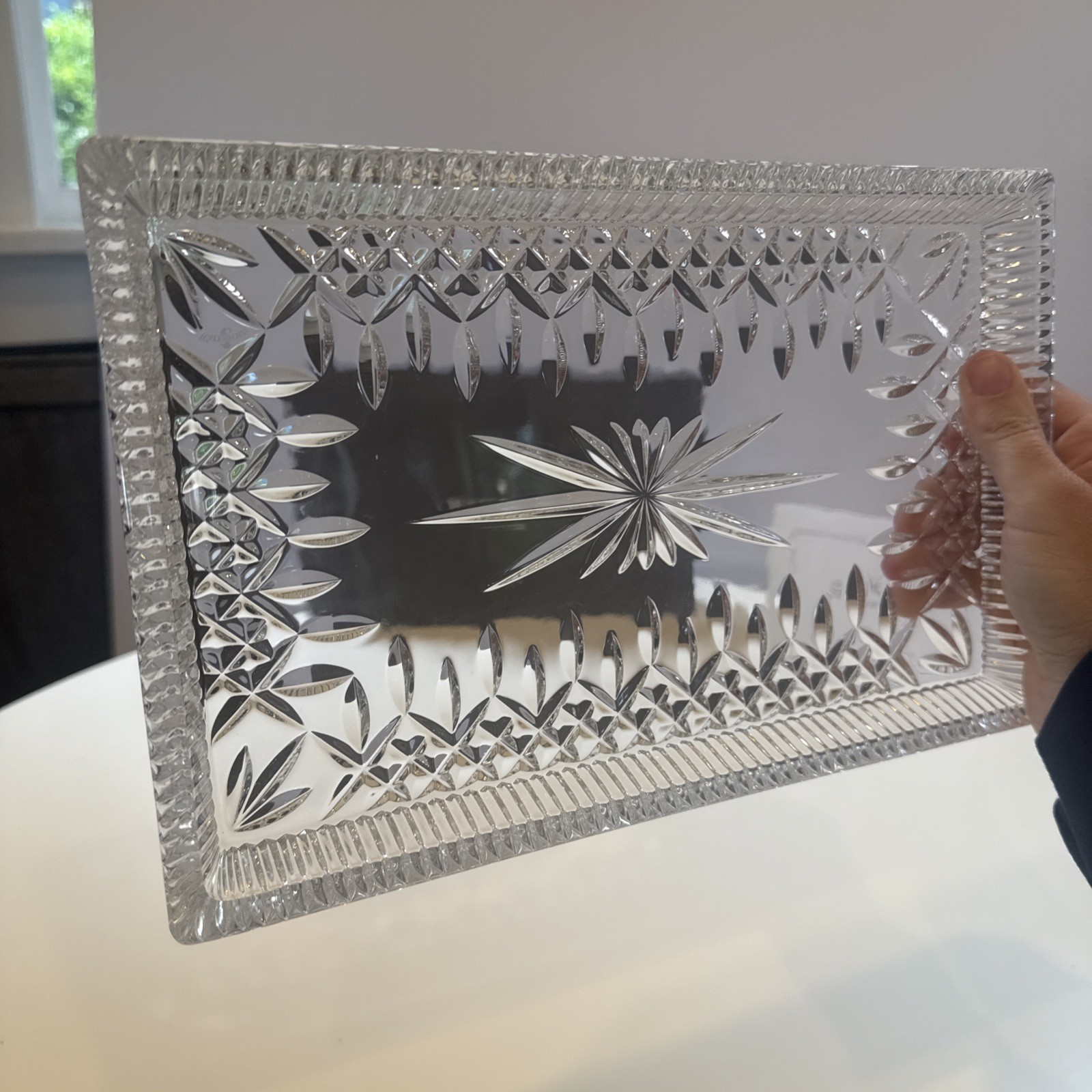 Waterford Crystal Lismore 11″ Vanity Tray Signed Fred Curtis w/ Box Ireland