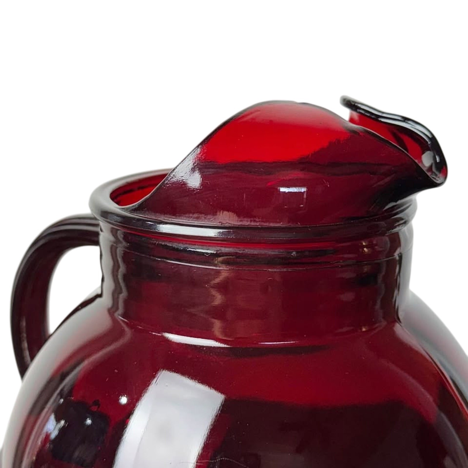 Vintage MCM Retro Anchor Hocking Ruby Red Water Pitcher – Size: Holds 3 Quarts