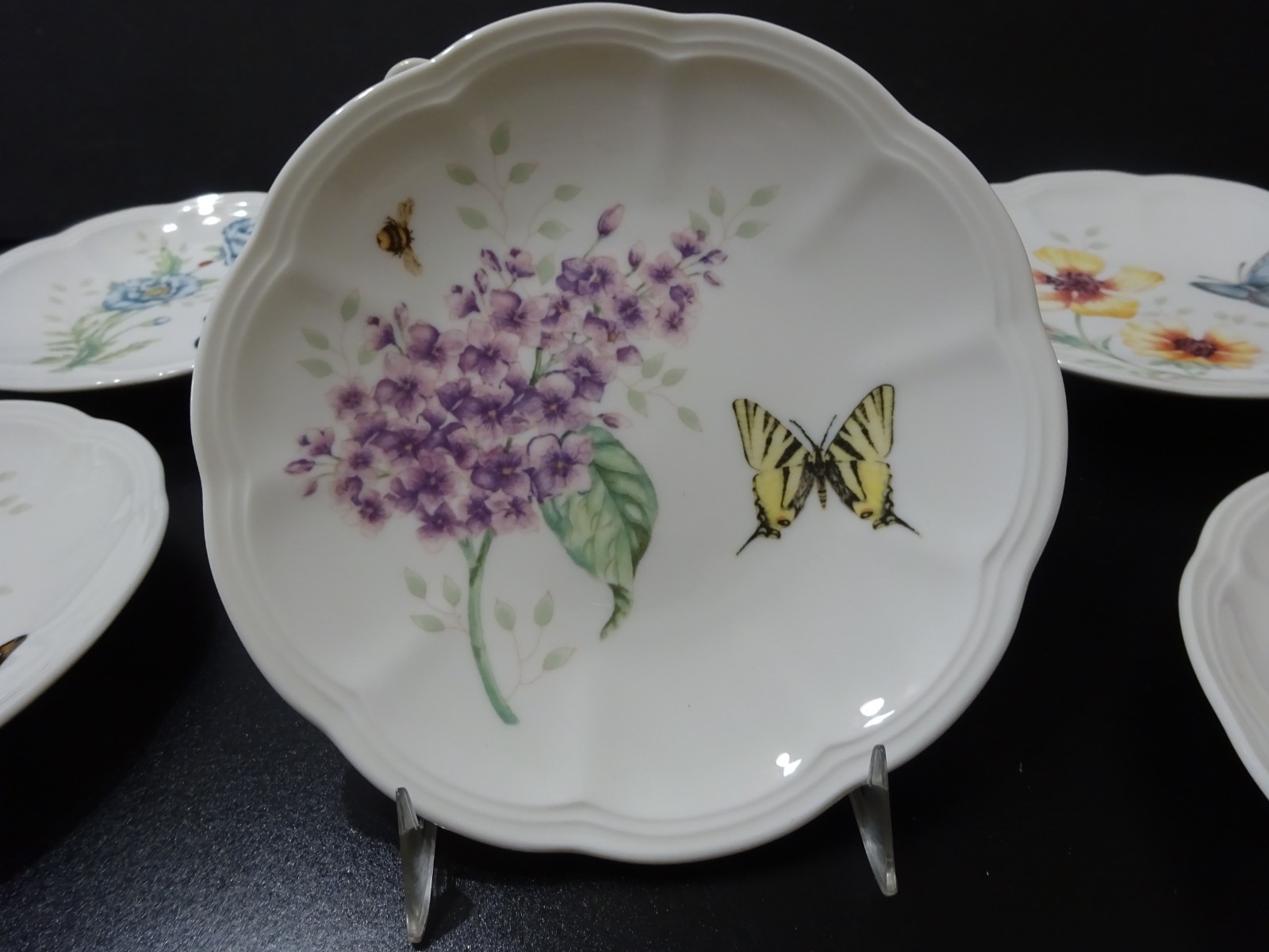 Lenox Butterfly Meadow Party Plates Set of 6 –6″ Porcelain–Box & Paperwork K40