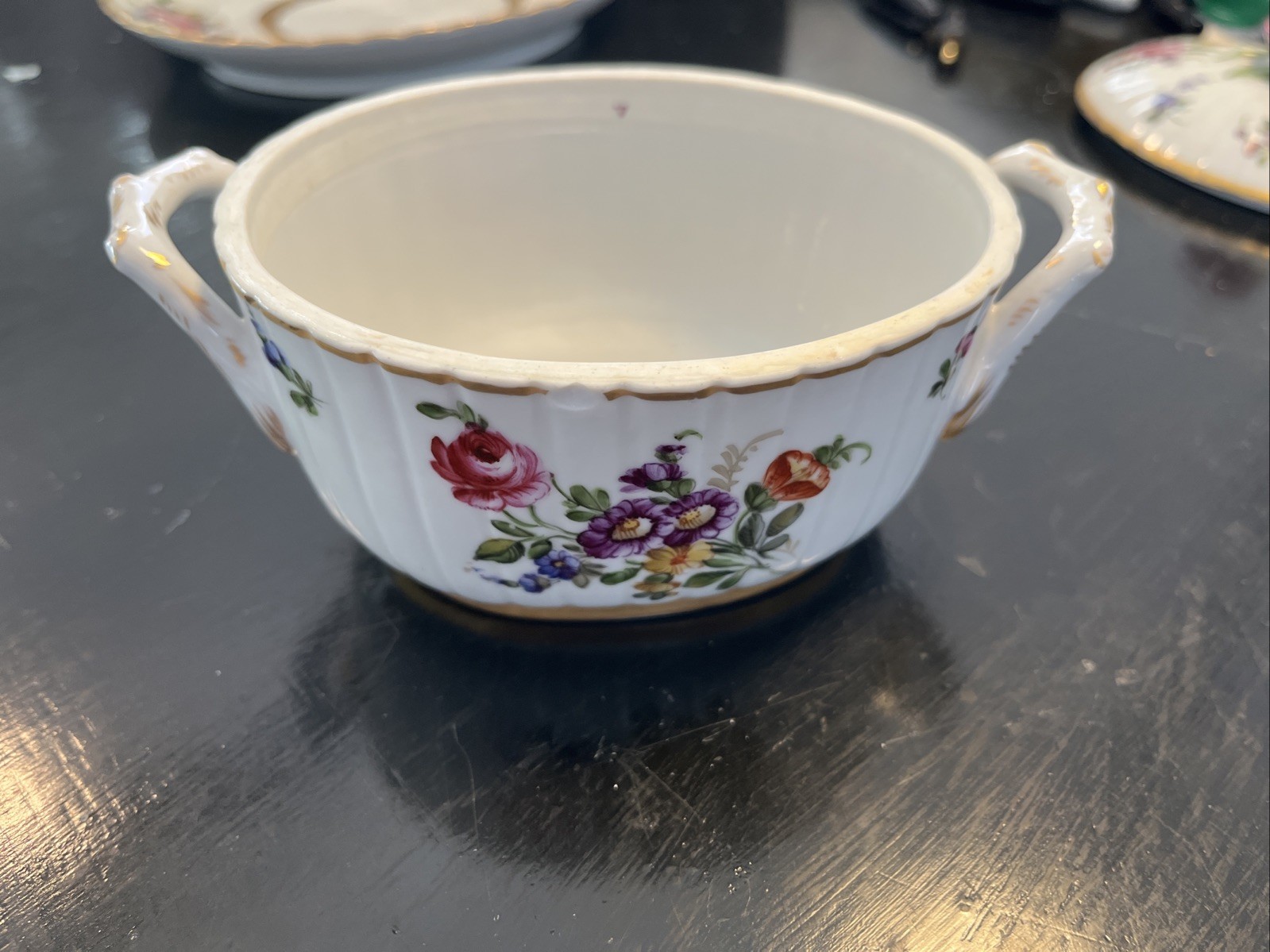 Antique Schierholz (Plaue) Handle Lidded Box with Saucer – Circa 1905 Two Piece