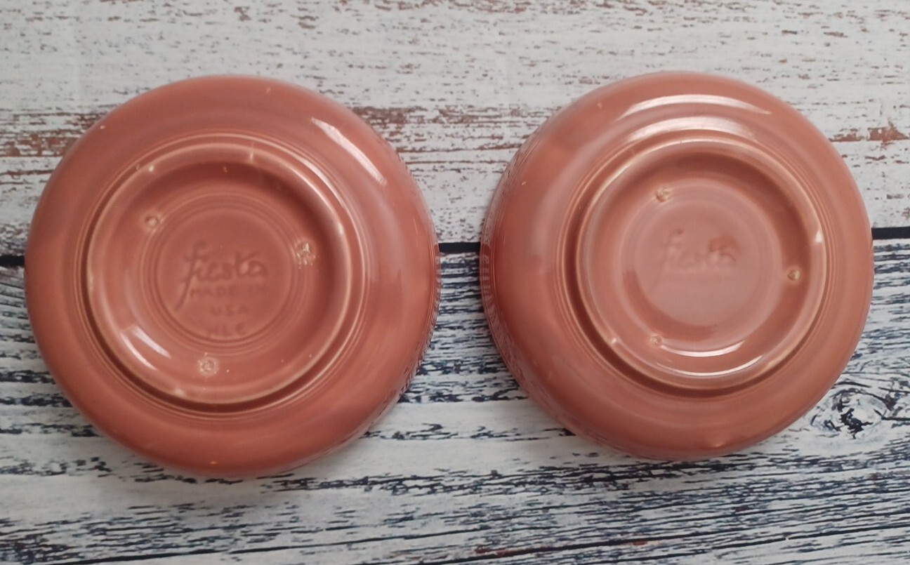 PAIR VINTAGE FIESTA 50’S ROSE 6″ DESSERT BOWL RARE 1950-1959 FLAWLESS CONDITION
