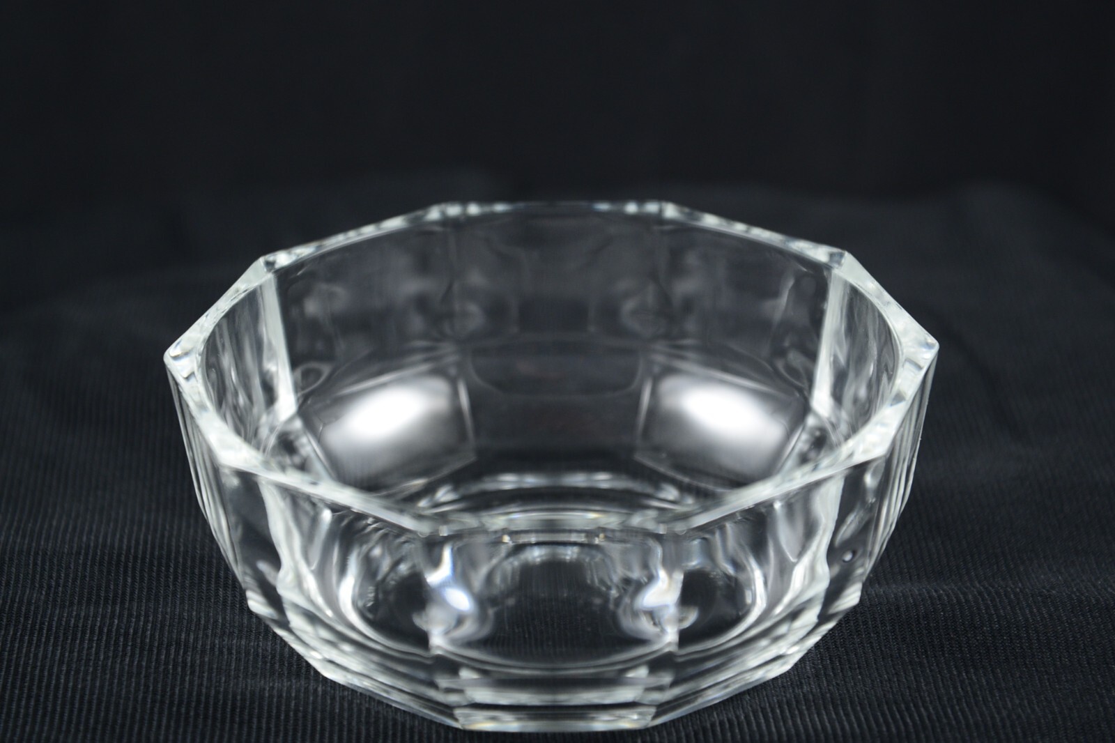 Twelve Panel Sided Crystal Chip & Dip Bowl Silver Plated Base/Dip Bowl Holder